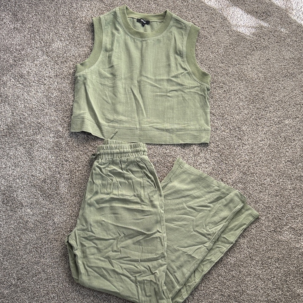 Wishlist Sleeveless Sage linen set